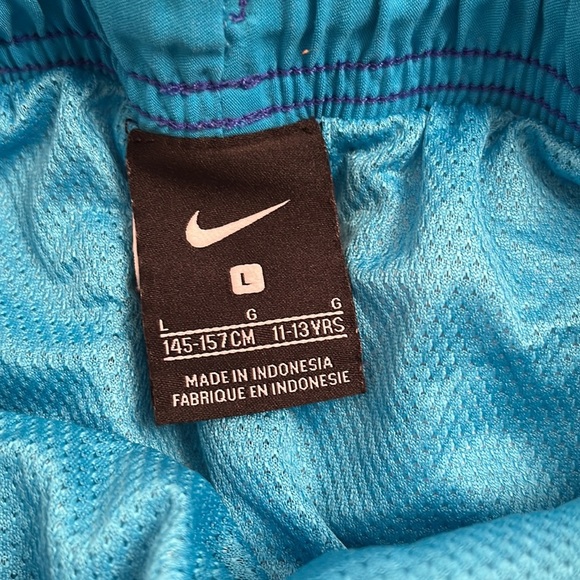 Nike blue with turquoise swoosh mesh lined drawstring swim trunks - Picture 6 of 8